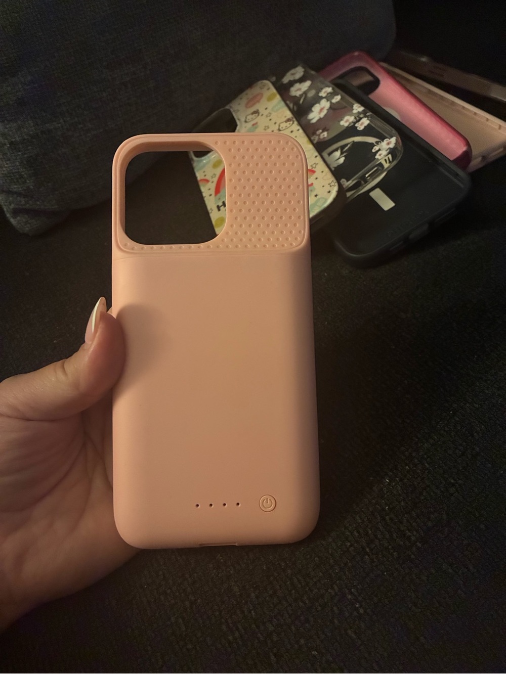 Pink Portable Battery Phone Case with Integrated Power